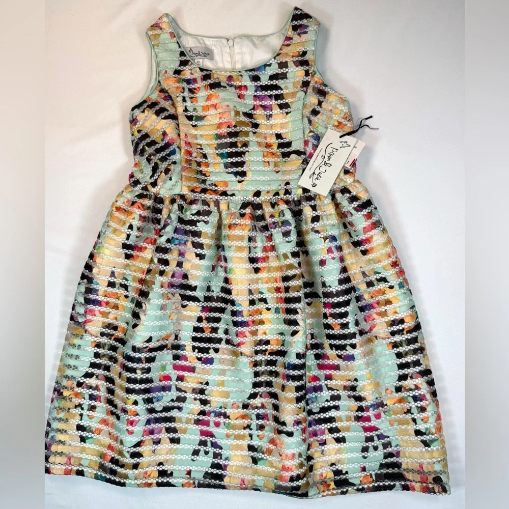 NWT‎ PIPPA & JULIE Girls’ Floral Fit & Flare Sleeveless Textured Dress Size 12